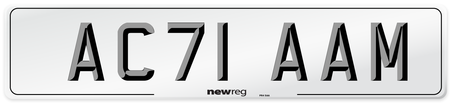 AC71 AAM Number Plate from New Reg